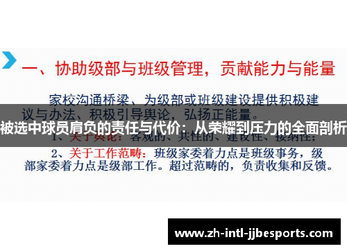 被选中球员肩负的责任与代价:从荣耀到压力的全面剖析 被选中球员肩负的责任与代价:从荣耀到压力的全面剖析